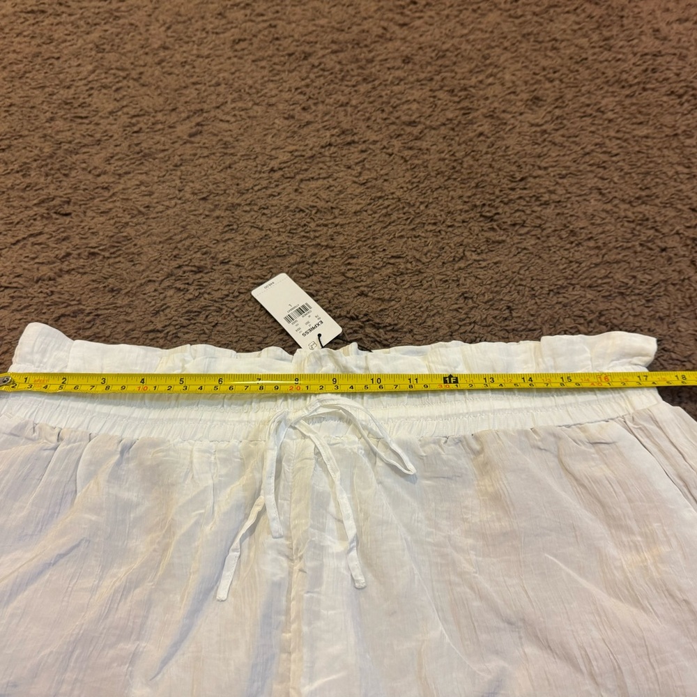 Express White Crinkle Paper bag Pull On Short Size S M L XL NEW $48 - Picture 13 of 13